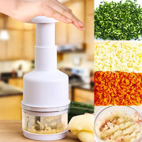 Hand press onion chopper