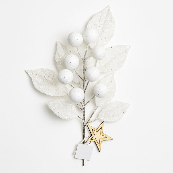Christmas White Flower Decoration - 24 cm