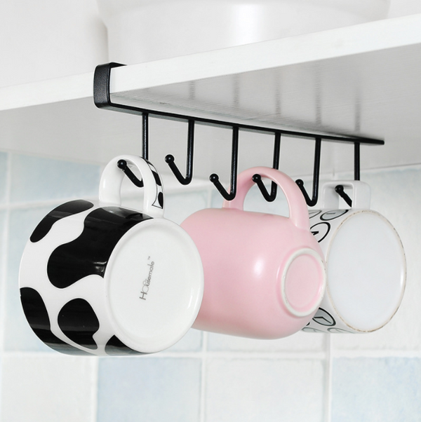 Under Cabinet Hook Rack – 6 Hooks x 2 PCS