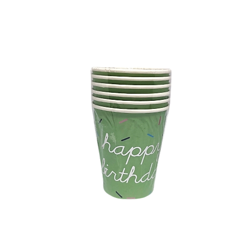 Happy birthday pastel paper cups 6 pcs