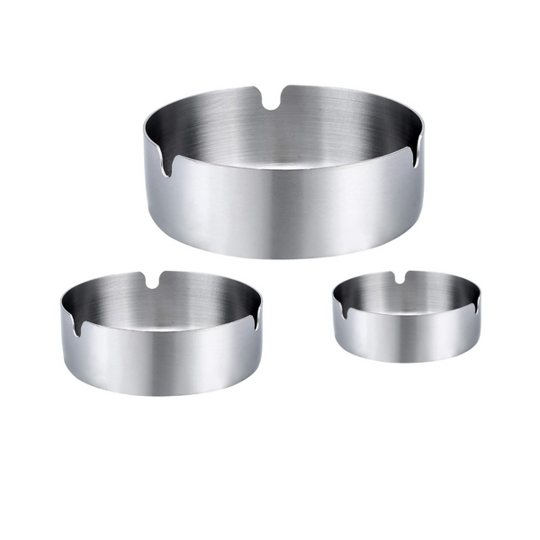 Rounded stainless steel ashtrays