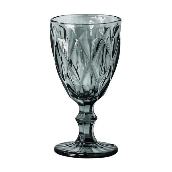 Diamond design colored wine goblets 6 pcs