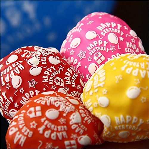 Rubber balloons happy birthday design 8 - 10 pcs